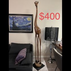 Huge Wood Giraffe 7 Ft 2 In