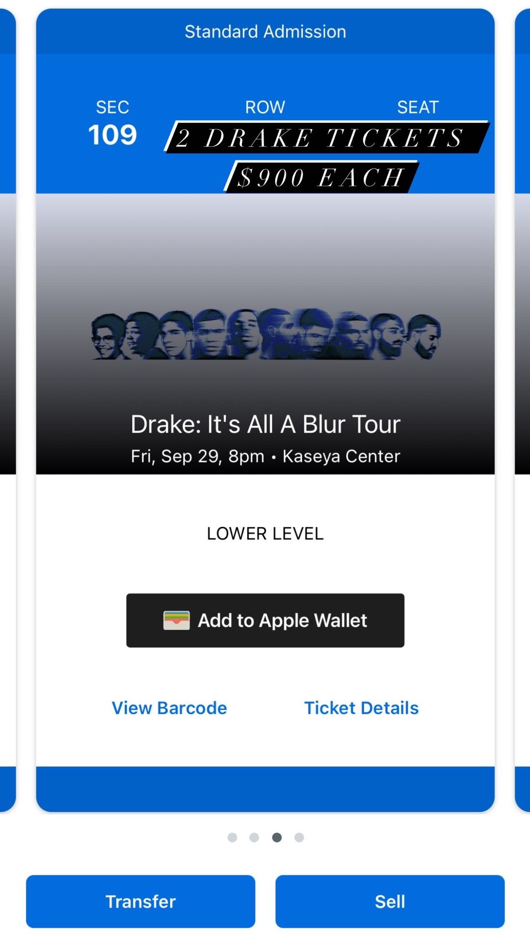 Drake: It’s All A Blur Tour Miami Day 2 Kaseya Center Section 109