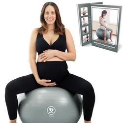 Birthing Ball - Pregnancy Yoga Labor & Exercise Ball & Book Set Trimester Targeting, Maternity Physio, Birth & Recovery Plan Included Anti Burst Eco 