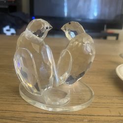 Antique  Crystal Faceted Sculpture Love Birds by Godinger
