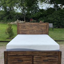 Queen Bed Frame Mattress and Drawers Included
