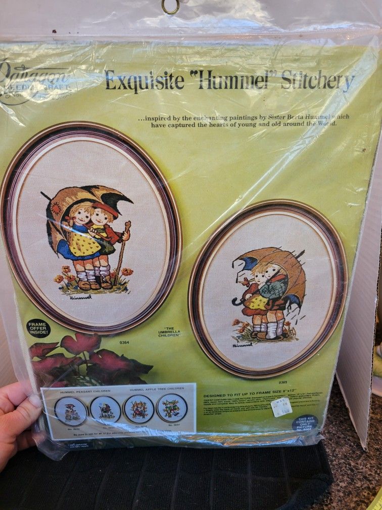 Vintage Hummel Crewel Stitchery Kit 0364 Umbrella Kids Paragon Needlecraft NEW