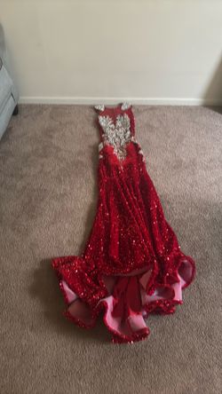 Red glitter with white rhinestones