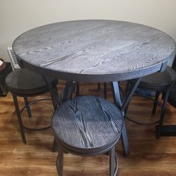 Modern Round Counter Height Dining Table Set w/ 4 Swivel Stools