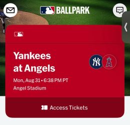 Yankees at Angels MLB Game Ticket