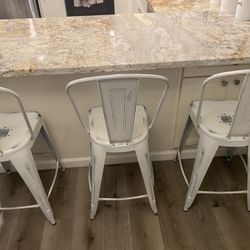 3 White Stool Set