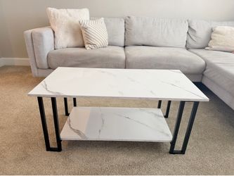 White Marble & Iron Coffee Table