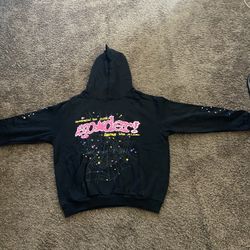 Large black and pink sp5der hoodies