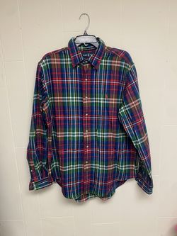 Ralph Lauren classic fit men’s plaid button up polo sweater long sleeve shirt size L