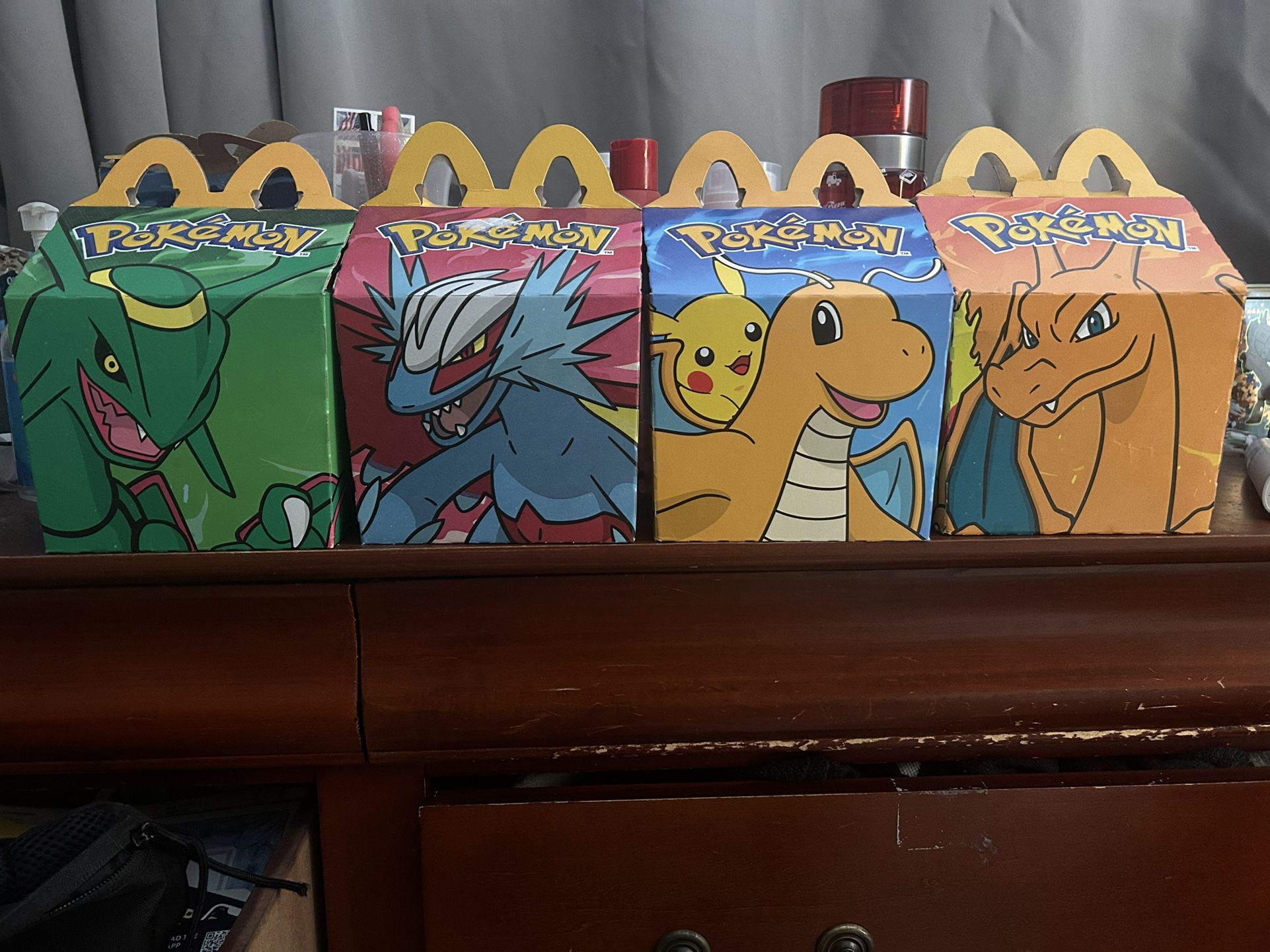 Pokémon McDonald’s Happy Meal Box Set Of 4 + 3 Sticker And Poster Pack NO CARD