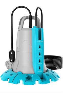 Ofuzzi Aflow 10 Pool Pump Automatic On Off, 1/3 HP 3109 GPH Submersible Water Pump with Filter, Elbow Adapter & Hall Sensor Switch, Water Removal for