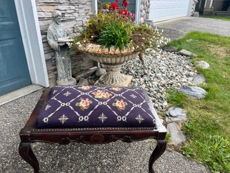 Antique Needlepoint Bench