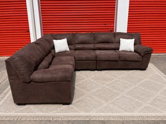 Smooth brown sectional (Delivery Available)