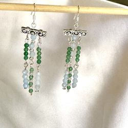Aquamarine and Green Adventurine Earrings