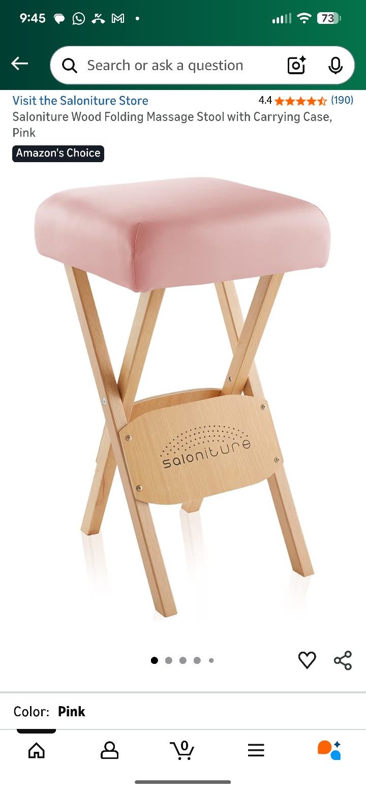 Saloniture Wood Folding Stool Pink