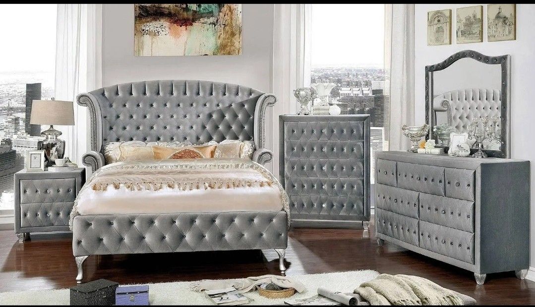 Alzir New In Box Platinum Bed Frame