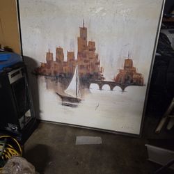 J Keane Vintage Oil Painting 