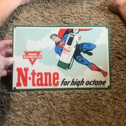 ConocoPhillips Superman Porcelain 8x12 Heavy Station Sign 