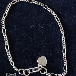 Vtg.sterling Silver 925- HEART charm Bracelet- 7.20 Inch