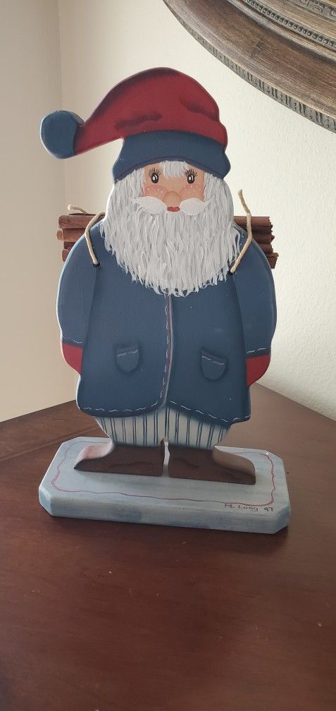 Hand painted wooden Santa