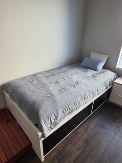 ​Twin/Single Bed Frame with Built-in Storage and Mattress