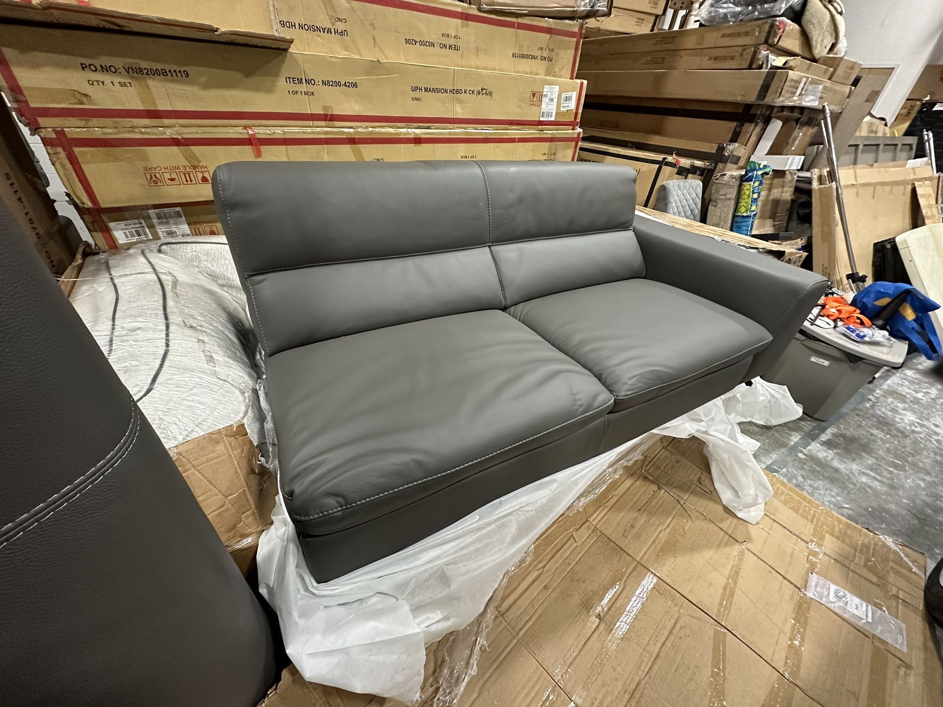 Gray Leather Couch