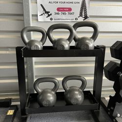 New 15,20,25,30,35lb kettlebells with rack. New in box 📦 $165