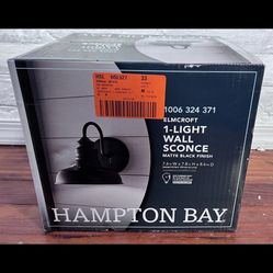 Hampton Bay Elmcroft 7.63 in. 1-Light Matte Black Farmhouse Wall Sconce
