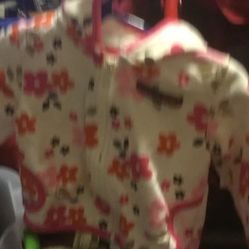 Beautiful  Little Girl Jacket Whit With Rose And Brownn Flowers   Zipper Down The Front    Size 9 Months    On Sale For 2.00 Close Out Sale