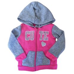 Diva Sparkly Silver Cute Heart Pink Gray Zip up Hoodie 12M  