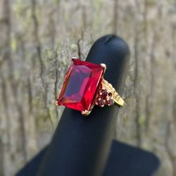 Jewelry 14k solid yellow gold ruby 6CTW ring size 6.25
