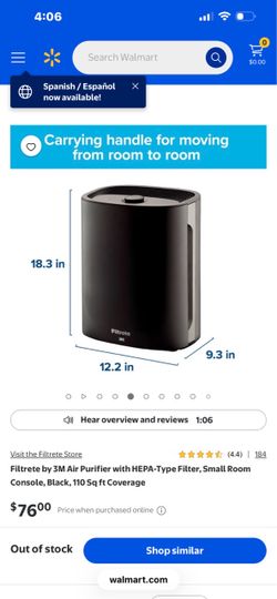 3M Filtrete Room Air Purifier 110 sq ft