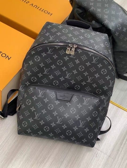 Fashion Designer Discovery PM Classic Floral Pattern Versatile Commuter Canvas and Leather Backpack Small Size Men's Black