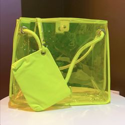 Plastic transparent lime beach bag