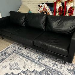 Black Genuine Leather Sofa
