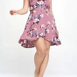 Plus Size Pink Floral Dress