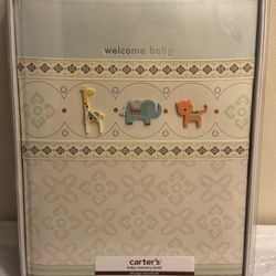 NEW C.R. Gibson Carter's Baby Memory Book "Welcome Baby" Giraffe Elephant Tiger