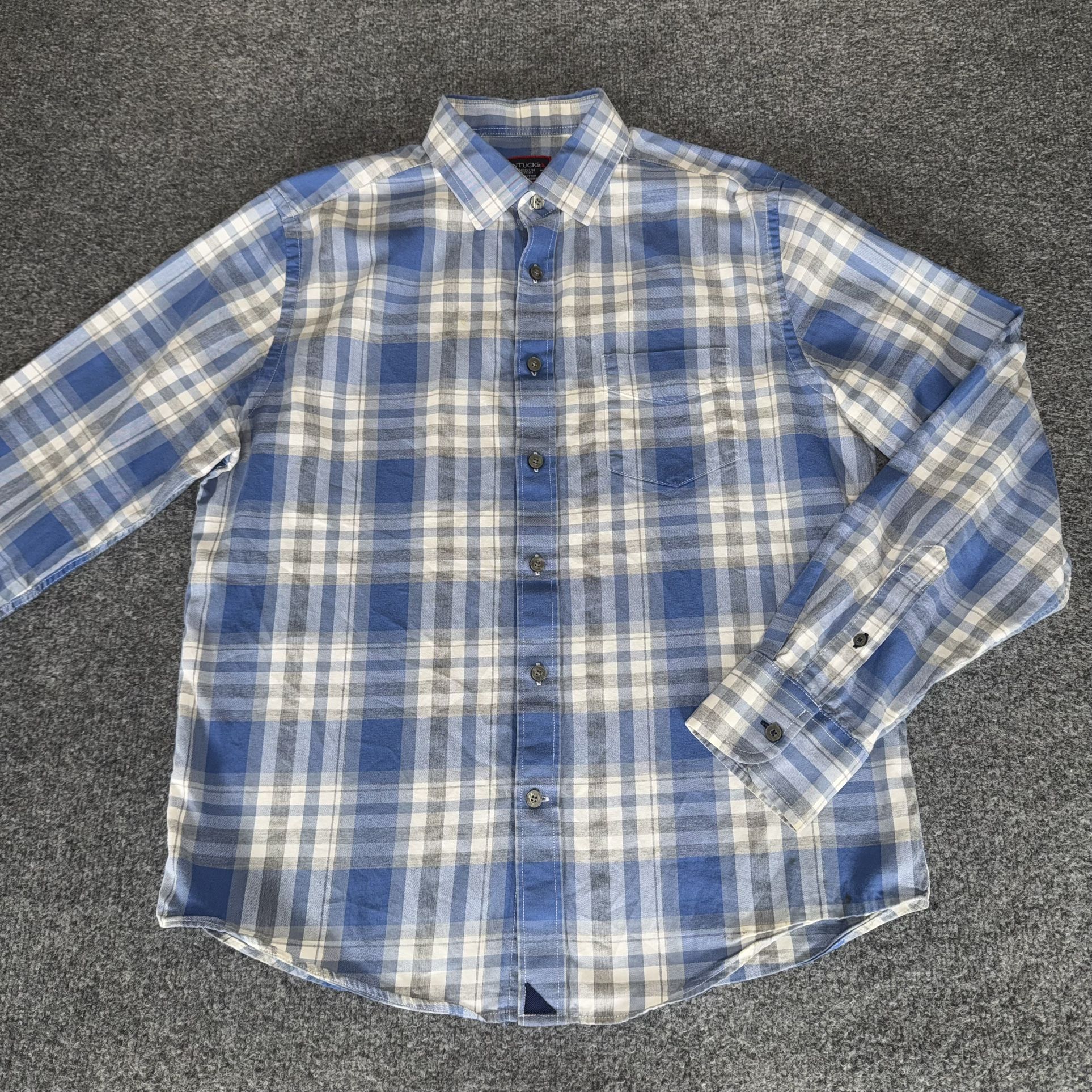 UNTUCKit Shirt Mens Medium Slim Fit Blue Plaid Button Up Casual Wrinkle Free