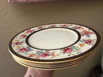 Vintage Solian Ware Pottery Floral Plates (4)