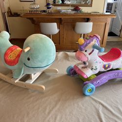 Vtech Learning Unicorn/bike. Including mini Truck & whale 🐳 rocker. Excellent condition. 