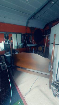 Wooden Four-Poster Bed Frame
