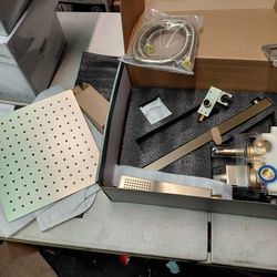 Mttcle single handle shower faucet  with handsprayer, rainshower head and valve in brushed gold