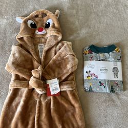  Rudolph Robe (0–9m) + Mickey Onesie (NB) 