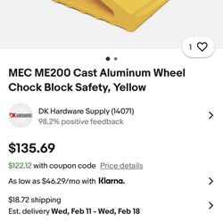 MEC  ME200. Cast Aluminum Commercial Chocks 