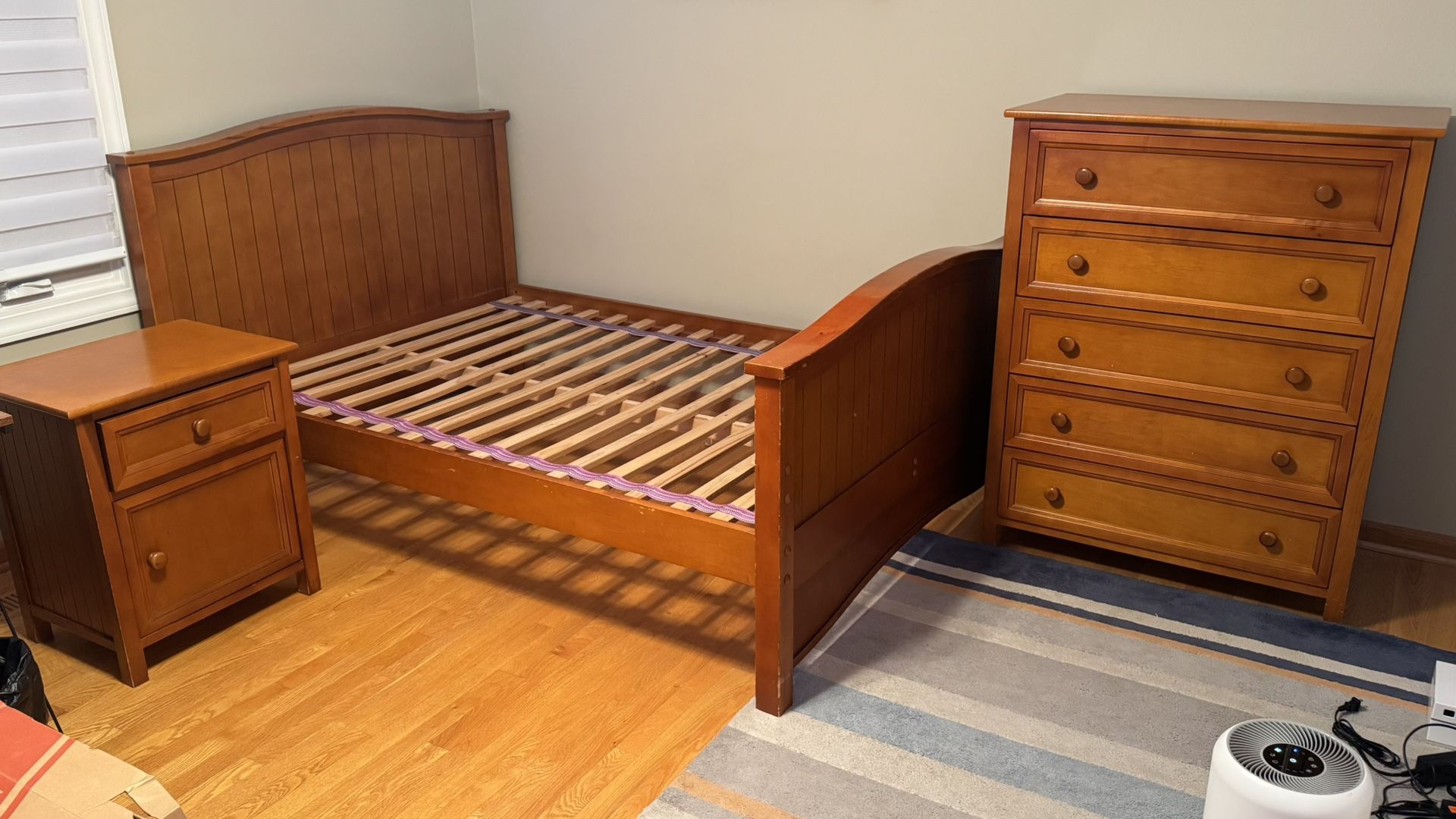 My Kids Space -Pecan,full size bed frame,5 drawer dresser,nightstand 