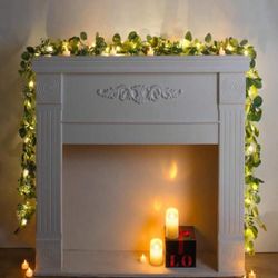 1 Pcs Eucalyptus Leaf Garland With LED Lights, Artificial Eucalyptus Leaf Table Runner, Floral Wreath For Home Decor, Room Deco