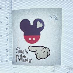 Iron On Heat Transfer  Size Is About 3x3 Disney.
Mickey mouse she's mine #672