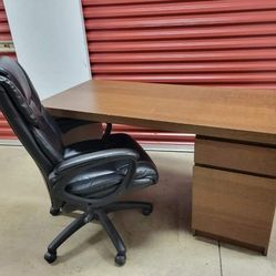 MALM Desk Black/ brown & chair