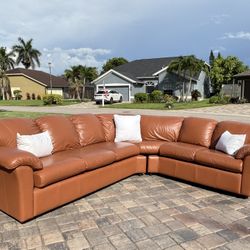 Terracotta 2-Piece Italian Leather Sectional - Chic 🚚 FREE DELIVERY 🚚