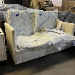 2 Seater 52" Loveseat Sofa, Small Sofa Couch Settee Home Office ,Beige(52”x26”x24”)